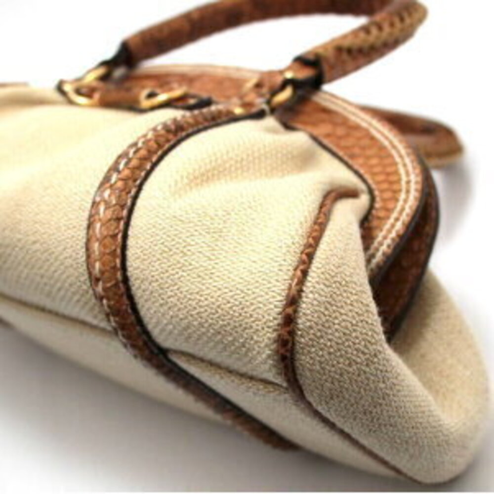 Dior Christian canvas braided Straw python handbag Tan - Picture 6 of 6